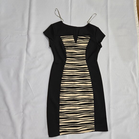 Connected Apparel Dresses & Skirts - NWOT CONNECTED Apparel black with tan stripes dress size 4P